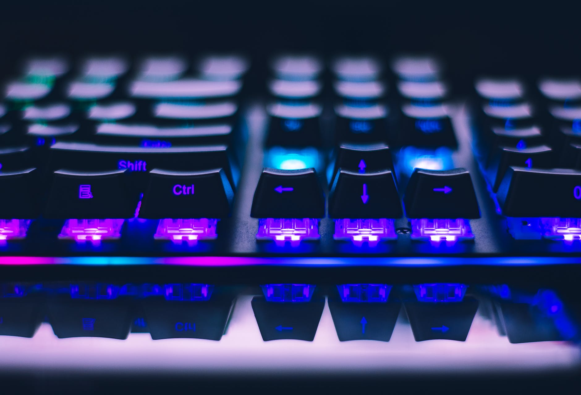 Gaming keyboard on tech desk